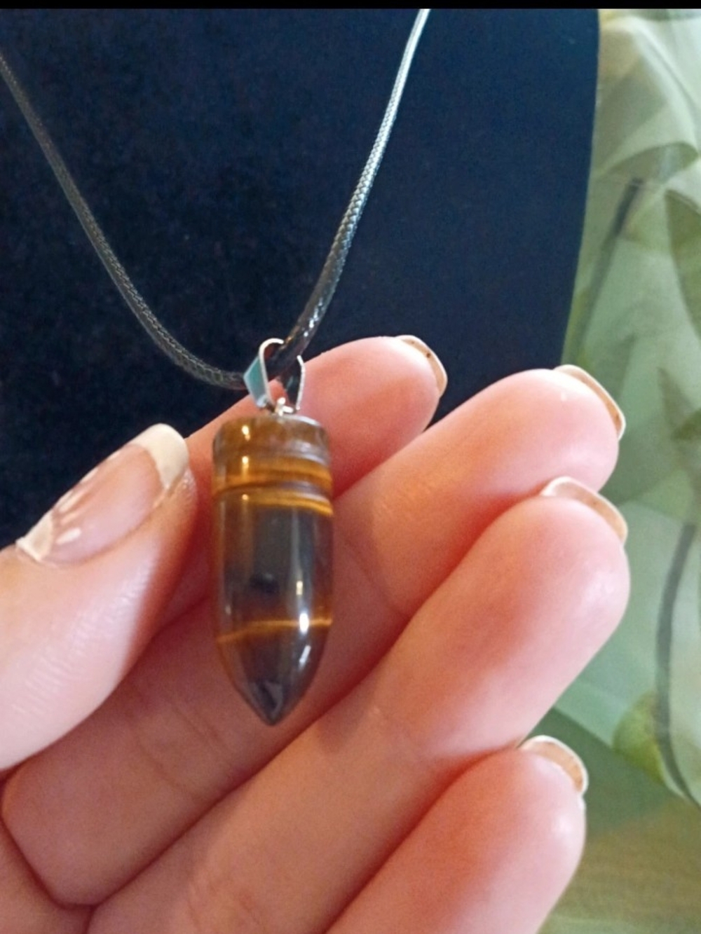 Tiger Eye Bullet Pendant Necklace - Brown